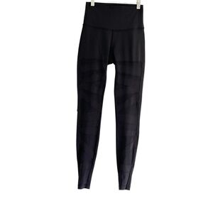 Lululemon Wunder Under Tech Mesh Banded High-Rise Leggings Sz 4 Black Yoga Gym